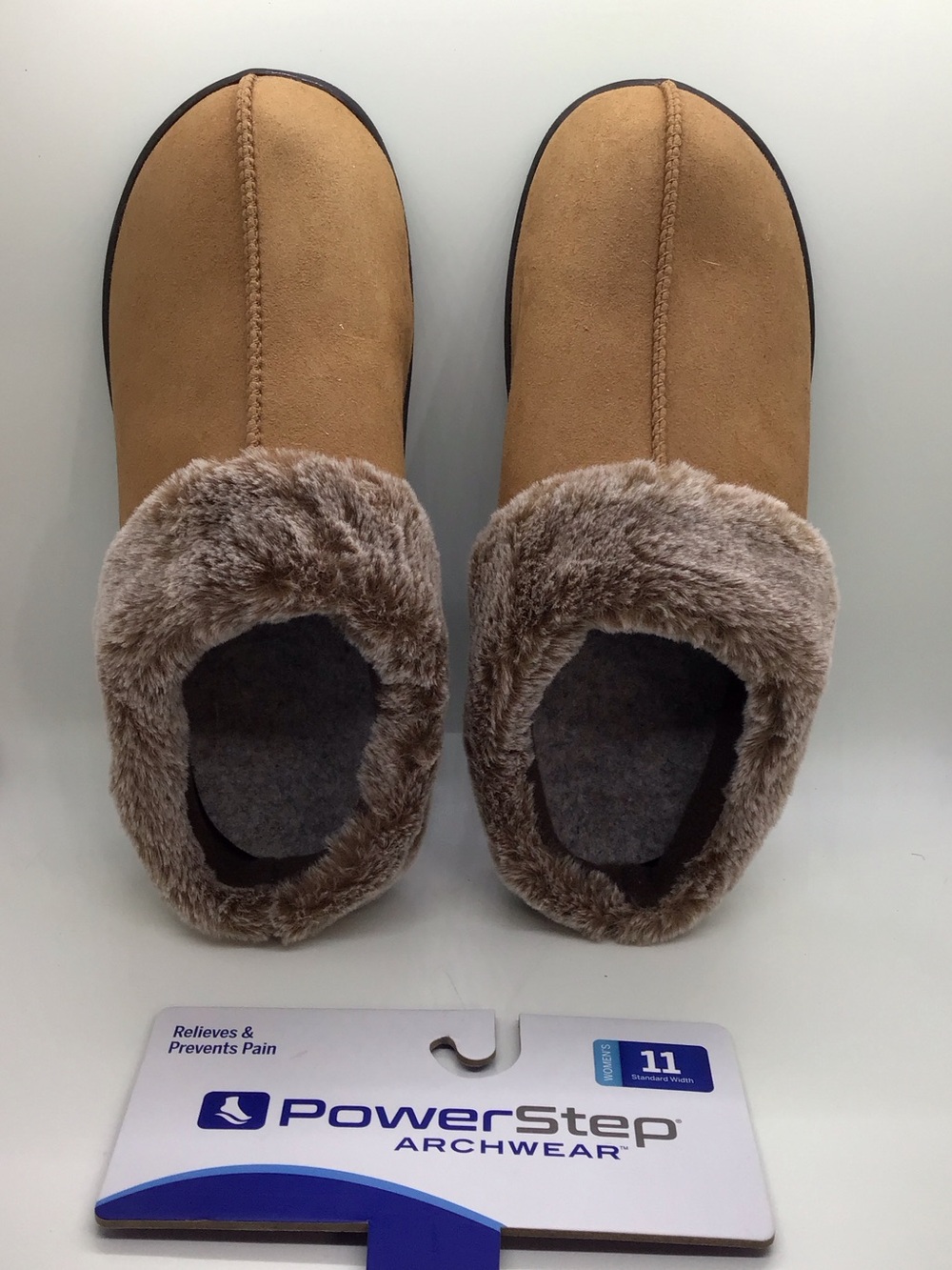 PowerStep Women's Tan Faux-Shearling Slippers